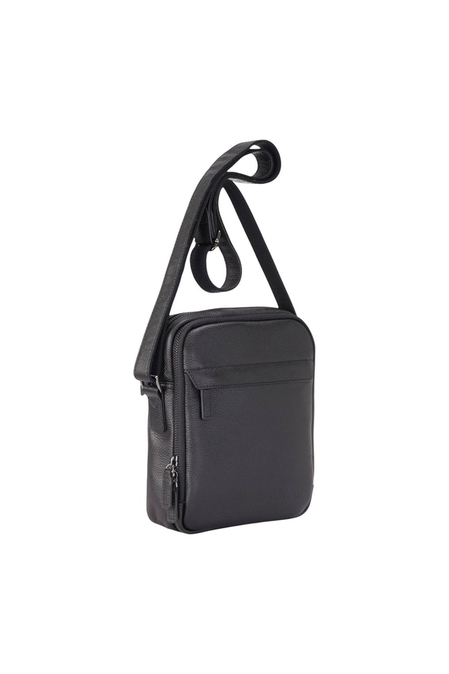 Genuine Leather Black Vintage Messenger Crossbody Travel Bag - Hawthrone