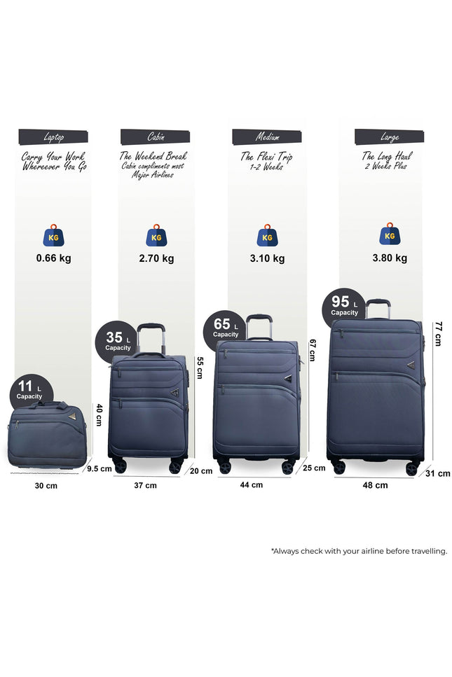 Corby Set of 4 Soft Shell Suitcase in Grey