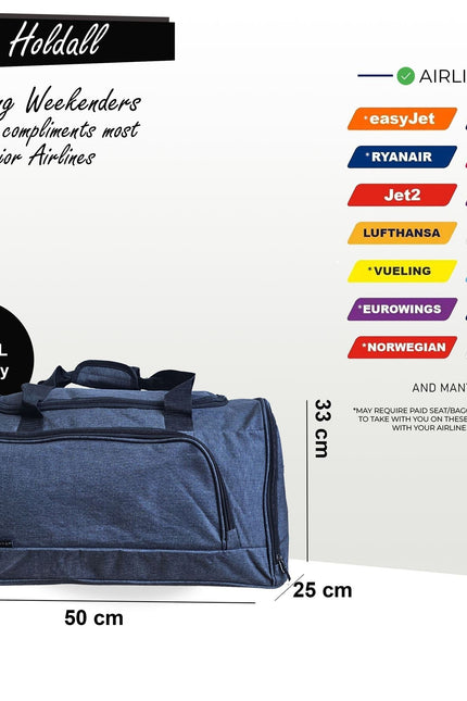 Large Duffel Weekend Holdall Carry-On Cabin Bag Gym Sports Travel Bag Black