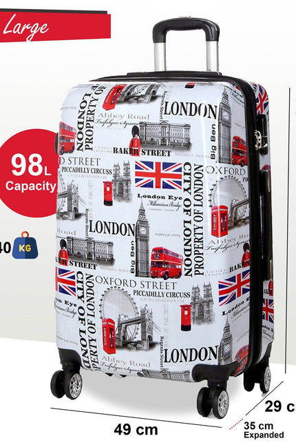 Cooma Large Hard Shell Suitcase London in Black Flower