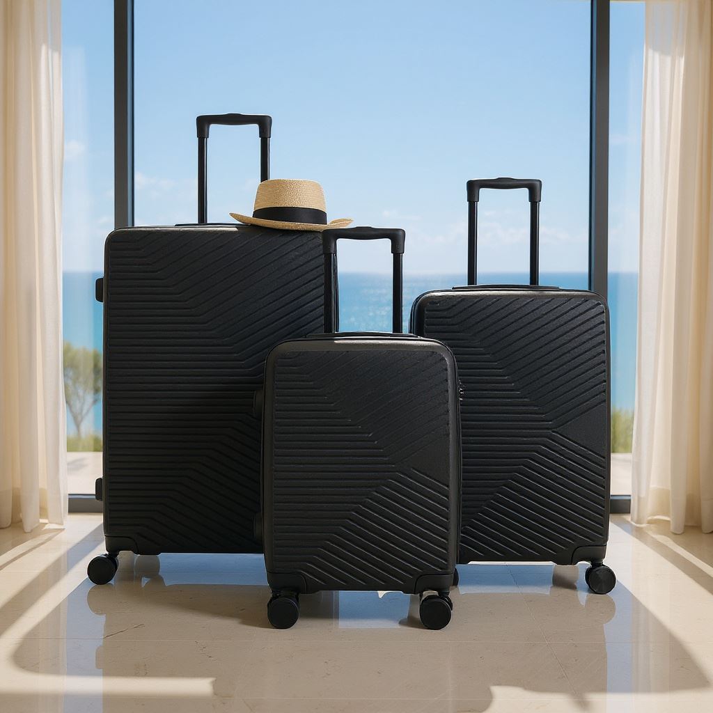 Junee Set of 3 Hard Shell Suitcase in Black