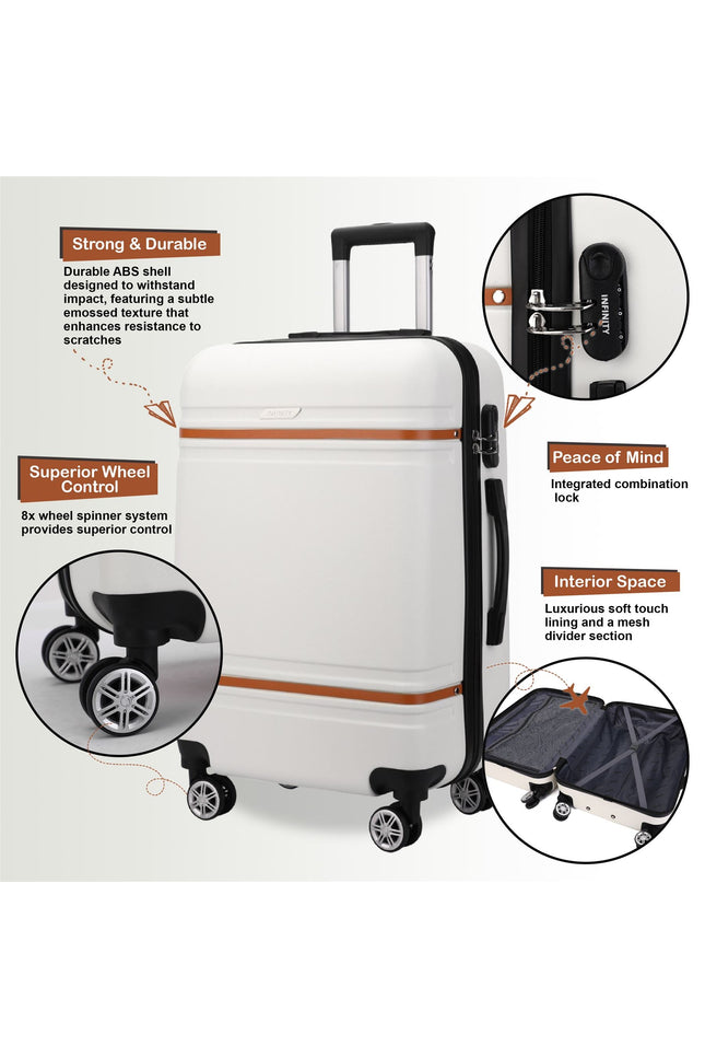 Calgary Large Hard Shell Suitcase in Cream White