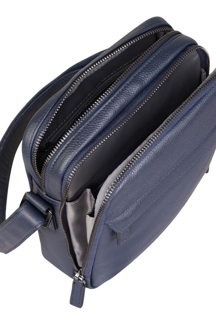 Genuine Leather Navy Vintage Messenger Crossbody Travel Bag - Hawthrone