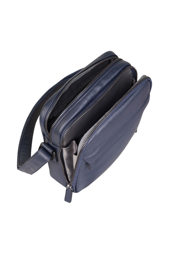 Genuine Leather Navy Vintage Messenger Crossbody Travel Bag - Hawthrone