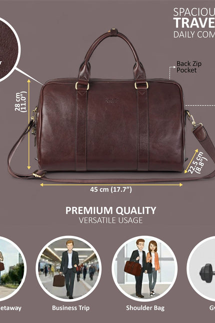 Vintage Genuine Leather Brown Holdall Duffle Gym Travel Bag - Atlas