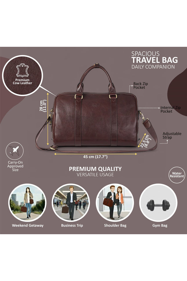 Vintage Genuine Leather Brown Holdall Duffle Gym Travel Bag - Atlas