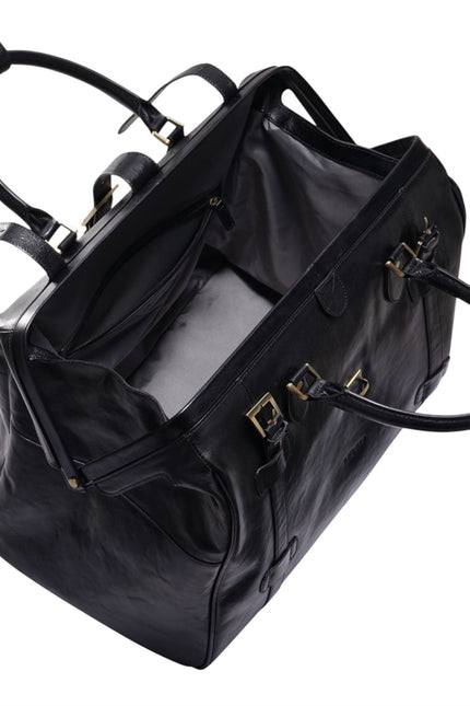 Genuine Leather Black Duffle Holdall Vintage Travel Gym Bag - Windsor