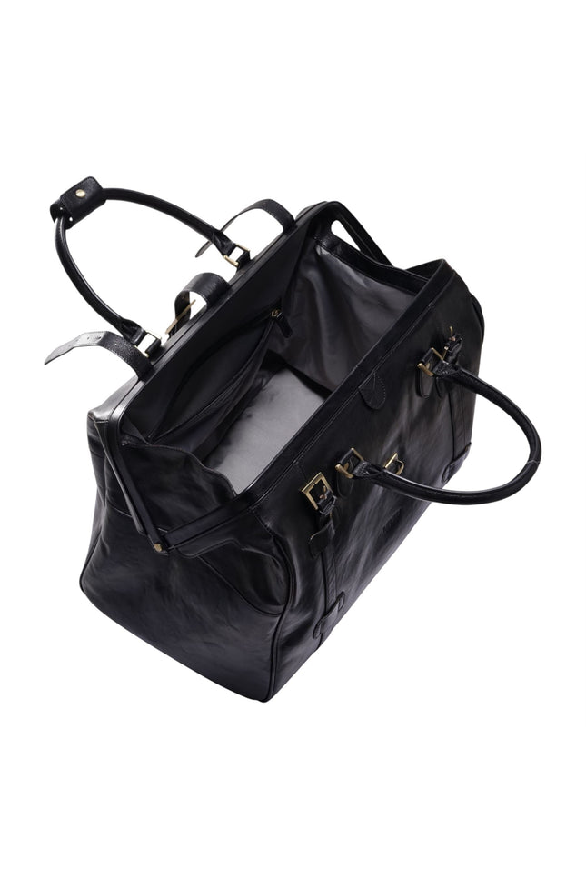 Genuine Leather Black Duffle Holdall Vintage Travel Gym Bag - Windsor