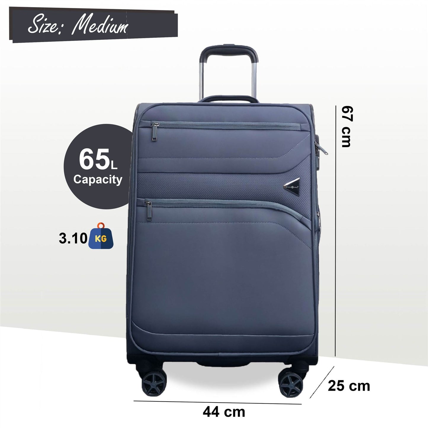 Corby Medium Soft Shell Suitcase in Grey