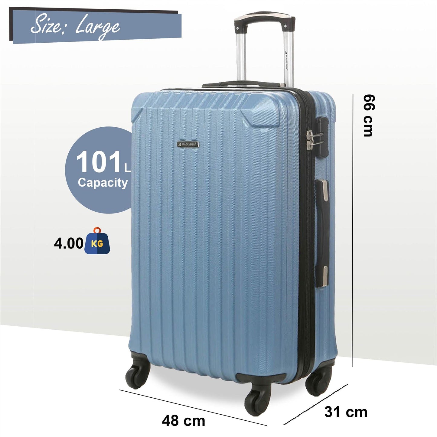 Corowa Large Hard Shell Suitcase in Blue