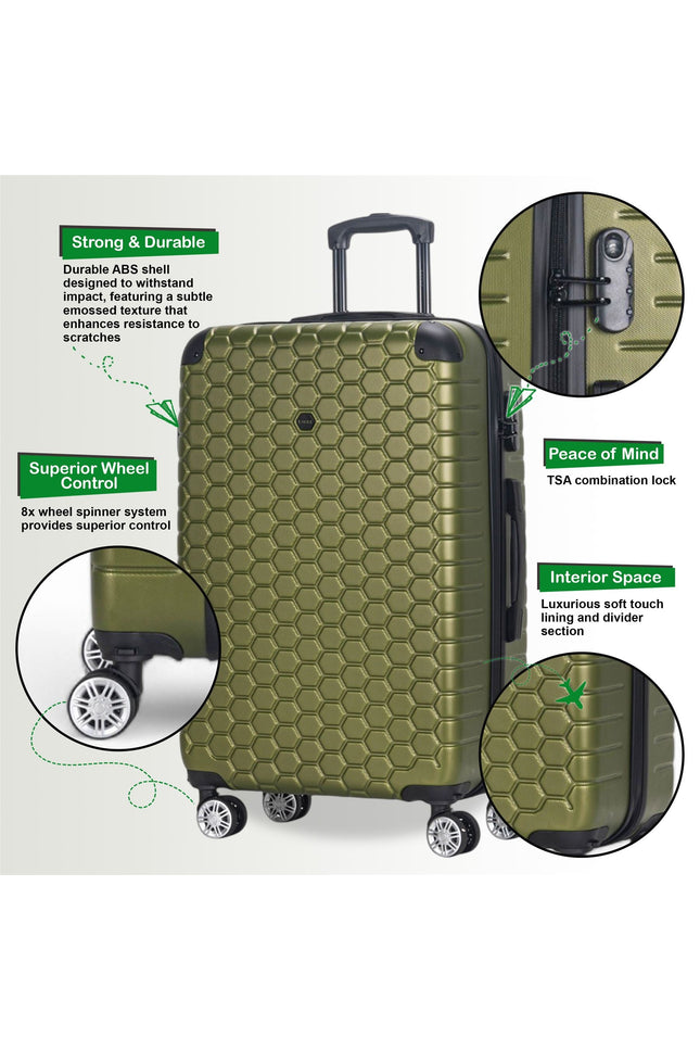 Noda Set of 3 Hard Shell Suitcase in Green