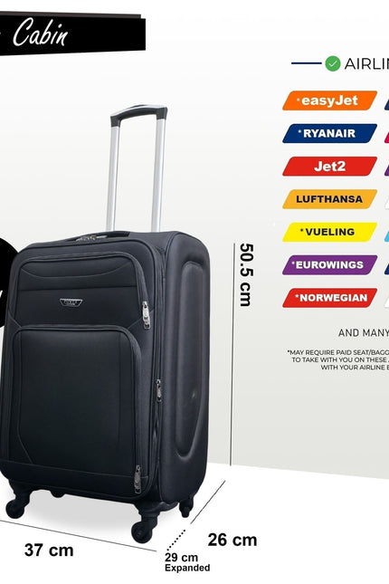 Nagoya Cabin Soft Shell Suitcase in Black