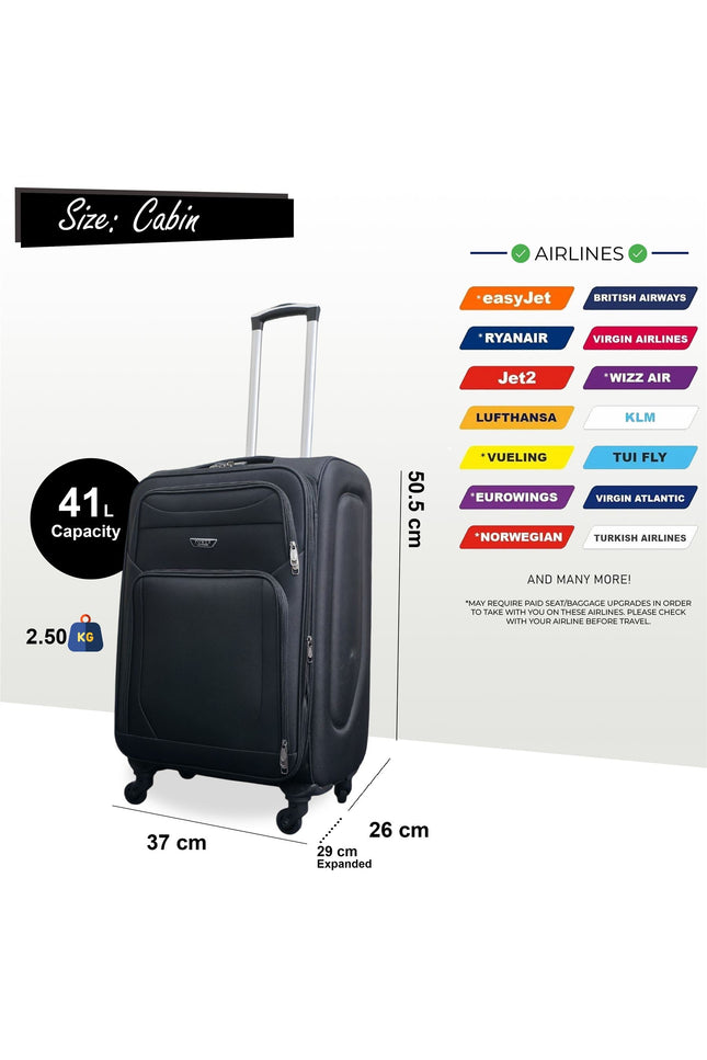 Nagoya Cabin Soft Shell Suitcase in Black