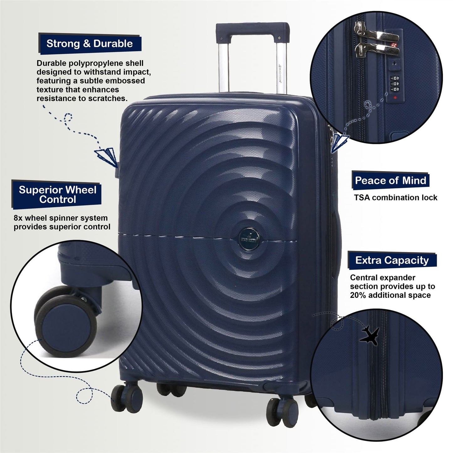 Balranald Cabin Hard Shell Suitcase in Dark Blue