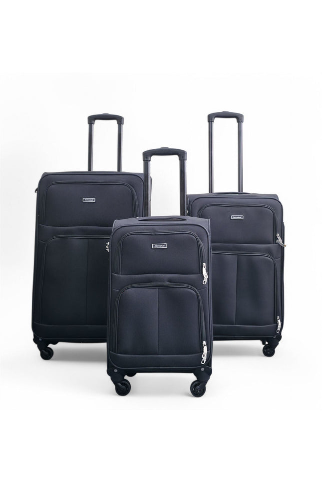 Tahara Set of 3 Soft Shell Suitcase in Black