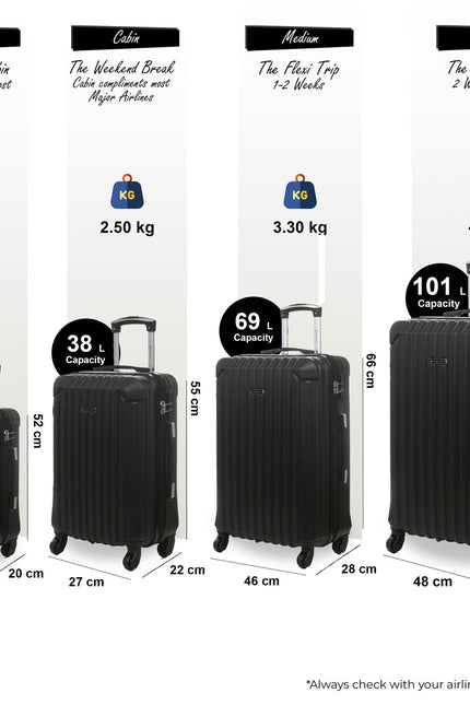 Corowa Set of 4 Hard Shell Suitcase in Black