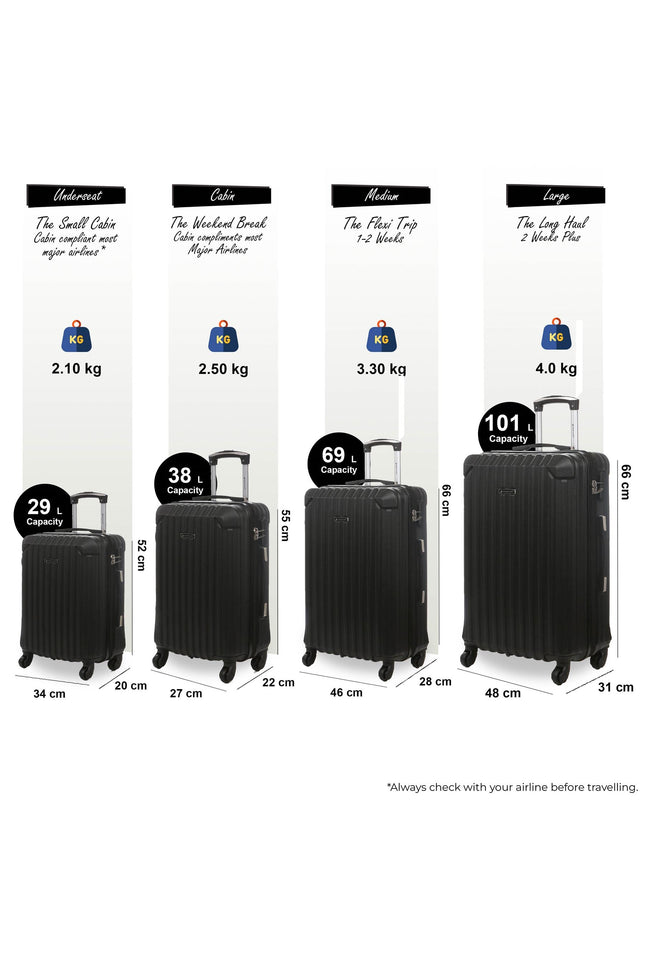 Corowa Set of 4 Hard Shell Suitcase in Black