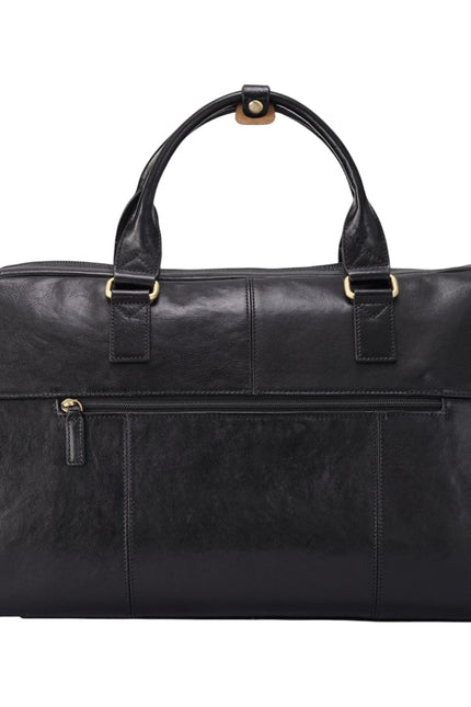 Vintage Genuine Leather Black Holdall Duffle Gym Travel Bag - Atlas