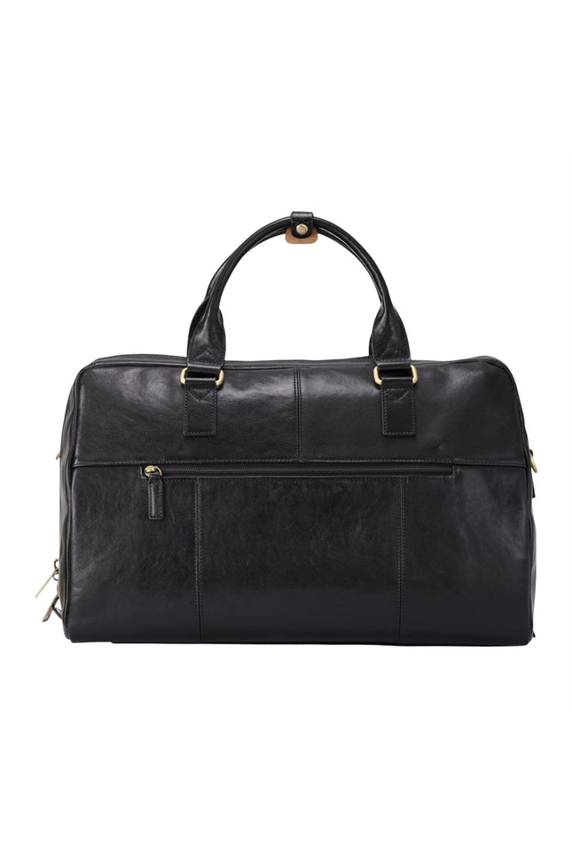 Vintage Genuine Leather Black Holdall Duffle Gym Travel Bag - Atlas