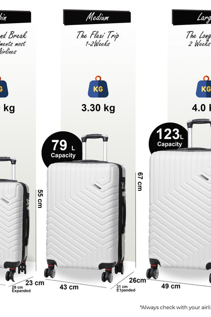 Bega Set of 3 Hard Shell Suitcase in White