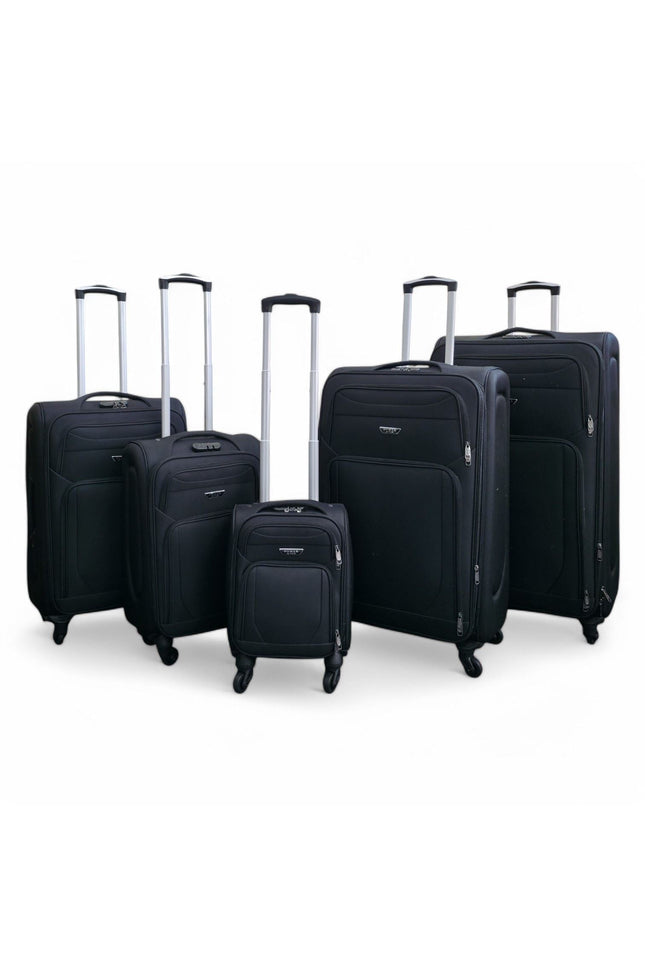 Nagoya Set of 5 Soft Shell Suitcase in Black