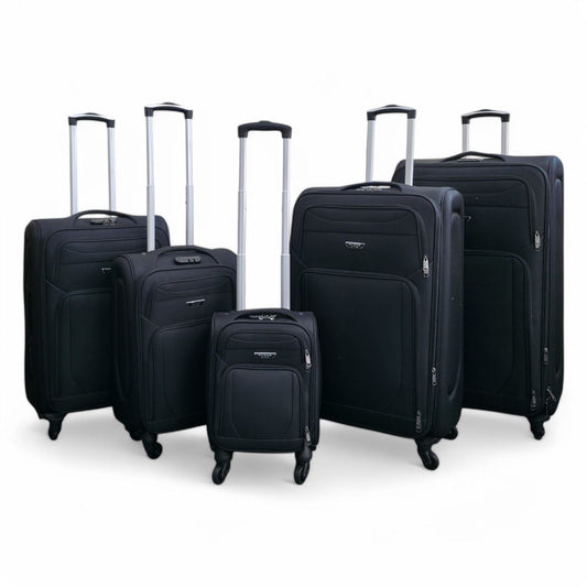 Nagoya Set of 5 Soft Shell Suitcase in Black