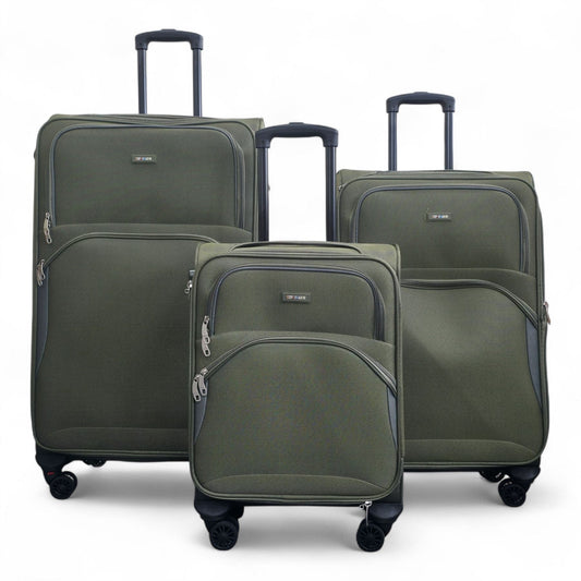 Gosford Set of 3 Soft Shell Suitcase in Green