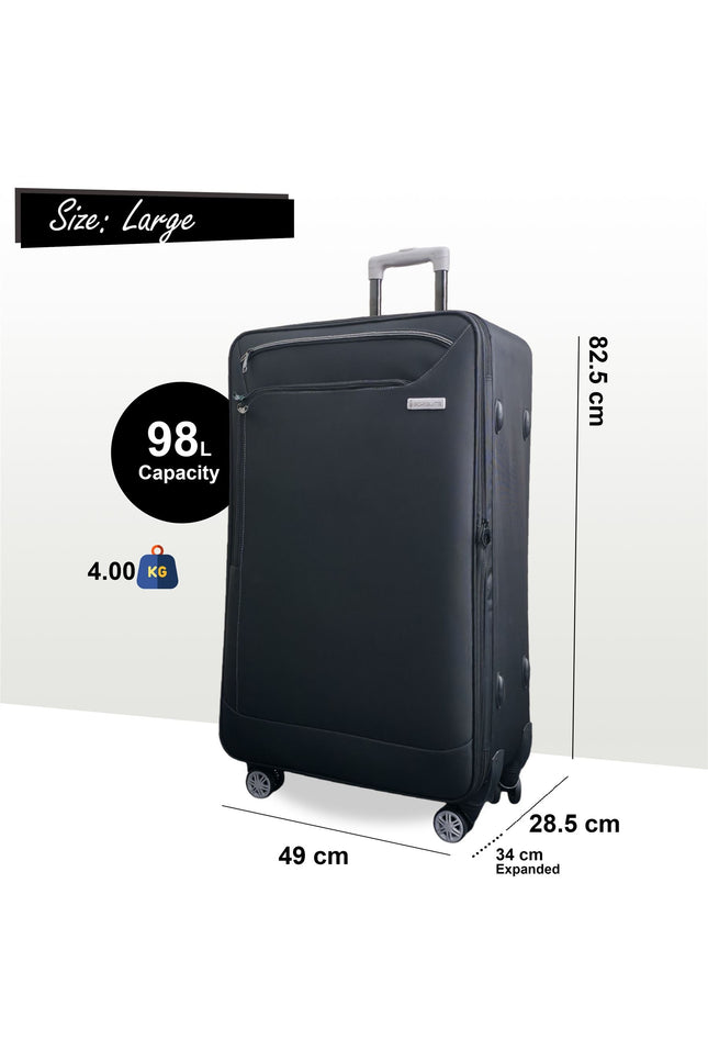Handa Large Soft Shell Suitcase in Black