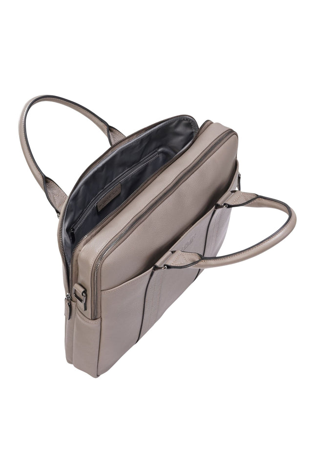 Genuine Leather Grey Laptop Business Briefcase Office Work Travel Bag - Sutton