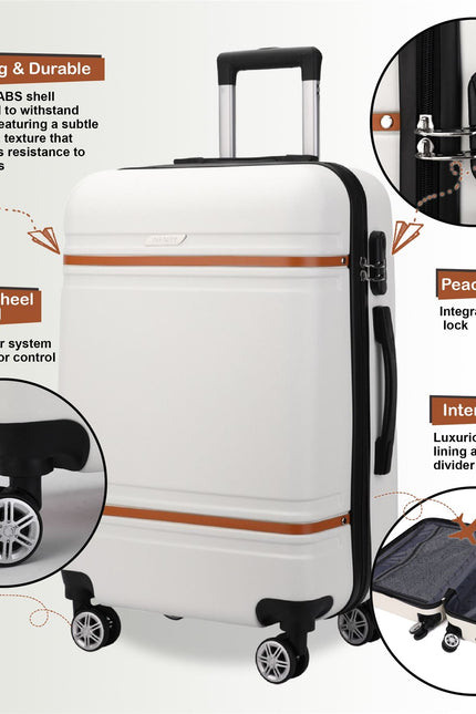 Calgary Set of 3 Hard Shell Suitcase in Cream White