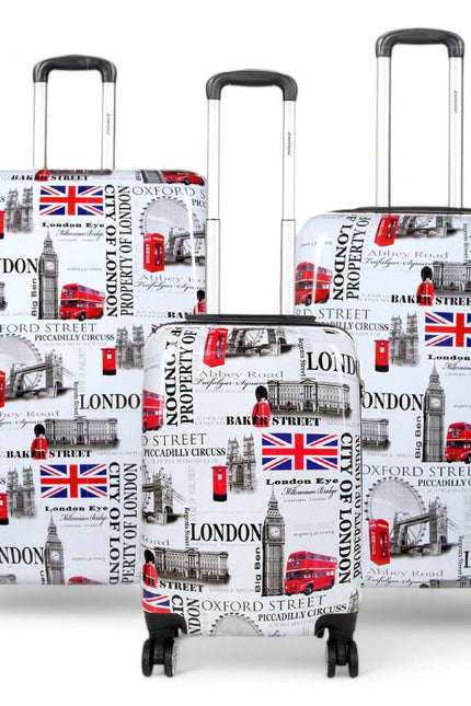 Cooma Set of 3 Hard Shell Suitcase London in Black Flower