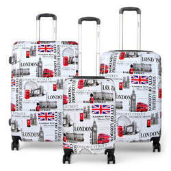 Cooma Set of 3 Hard Shell Suitcase London in Black Flower