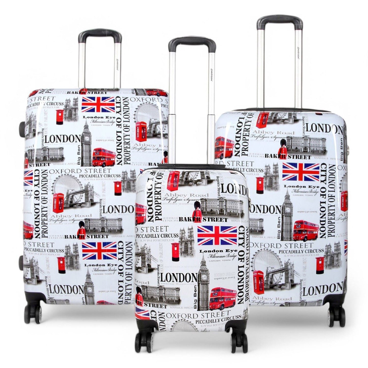 Cooma Set of 3 Hard Shell Suitcase London in Black Flower