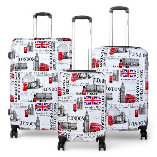 Cooma Set of 3 Hard Shell Suitcase London in Black Flower