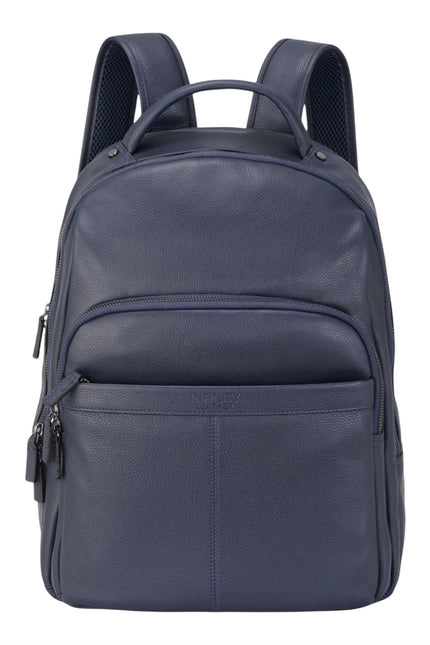 Genuine Leather Navy Blue Vintage Rucksack Laptop Bag Travel Backpack - Capri