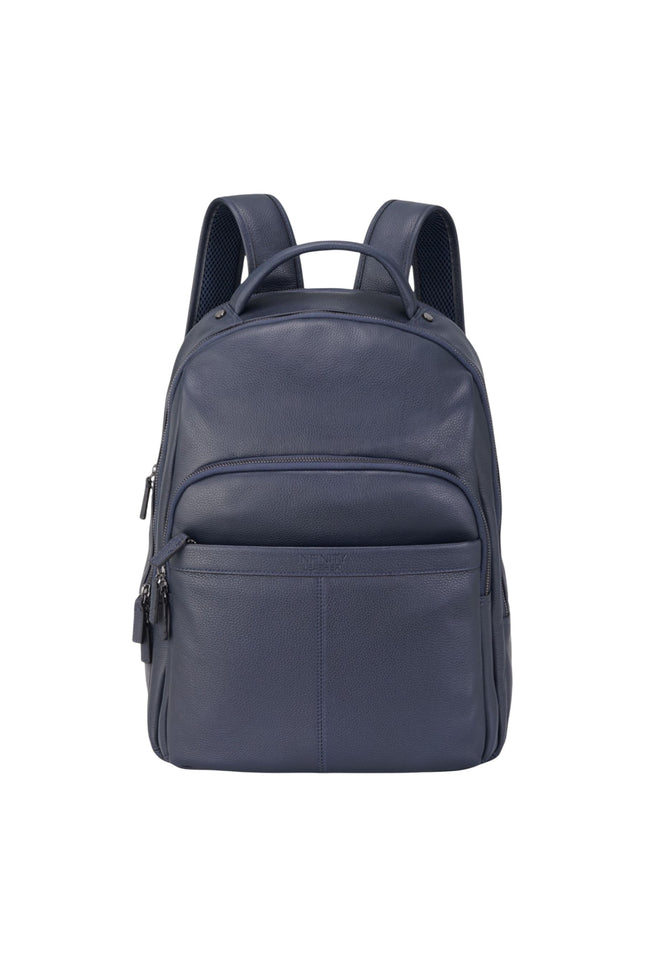 Genuine Leather Navy Blue Vintage Rucksack Laptop Bag Travel Backpack - Capri