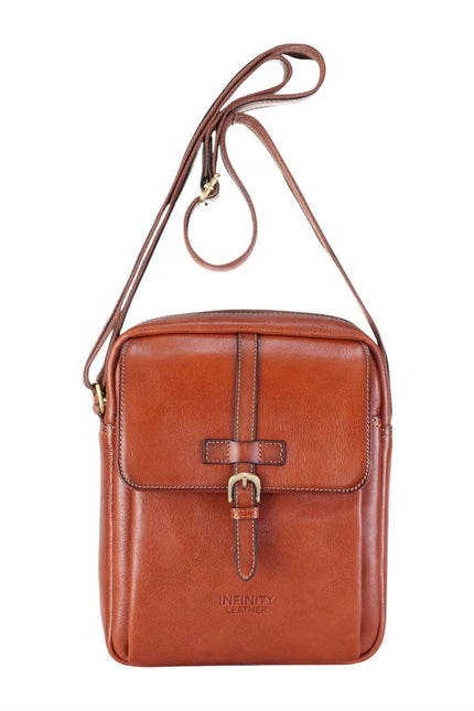 Genuine Leather Tan Vintage Crossbody Messenger Travel Bag - Ashby