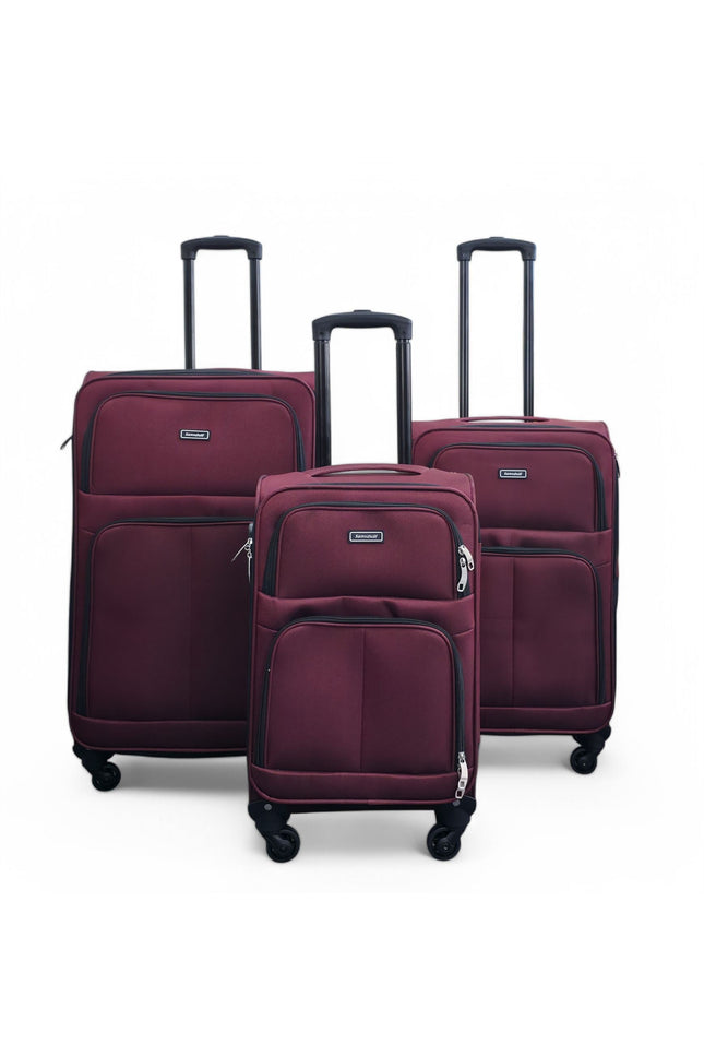 Tahara Set of 3 Soft Shell Suitcase in Wine