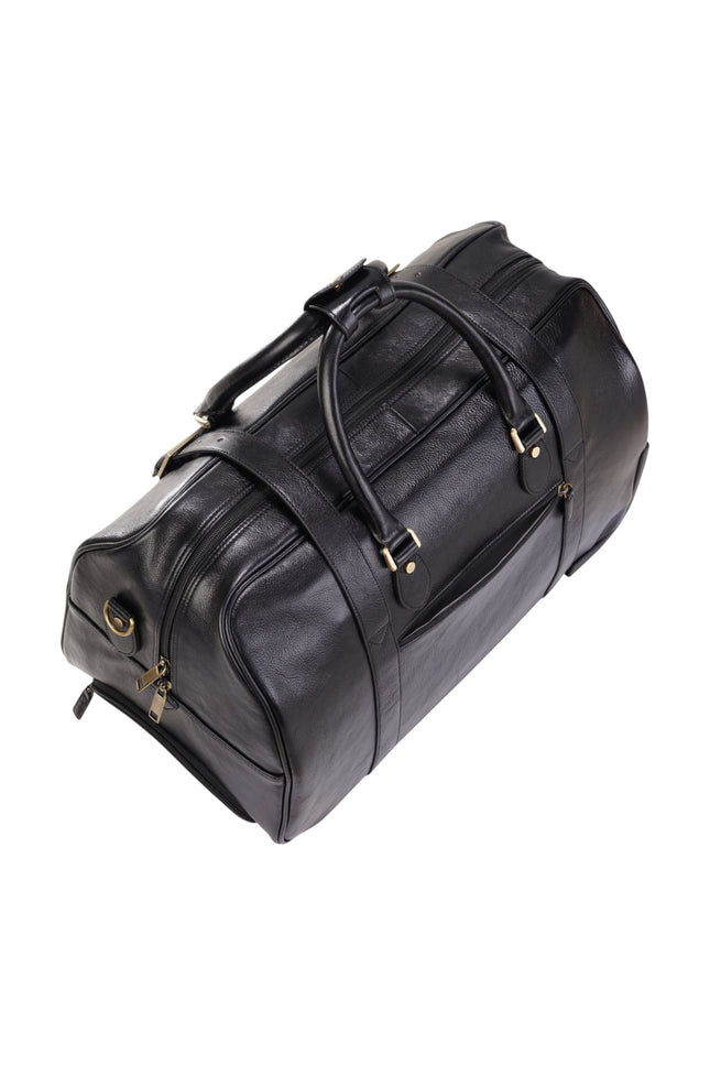 Genuine Leather Black Wheeled Holdall Duffle Travel Cabin Bag - Holt