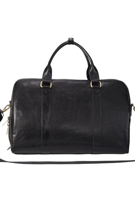 Vintage Genuine Leather Black Holdall Duffle Gym Travel Bag - Atlas