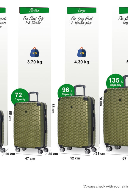 Noda Set of 4 Hard Shell Suitcase in Green