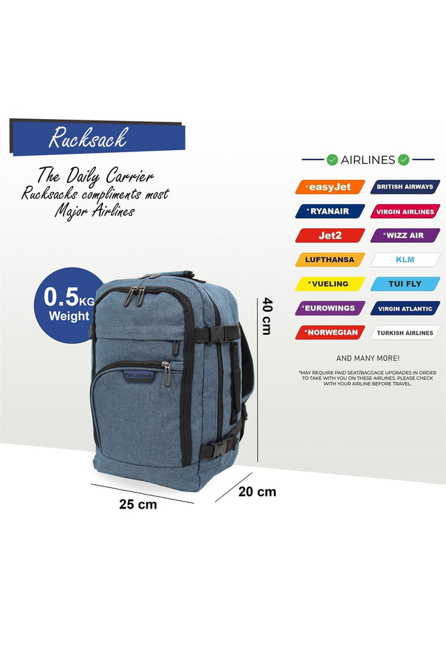Rucksack Backpack 40x20 x25 cm Underseat Travel Cabin Bag for Easy Jet, Ryanair navy