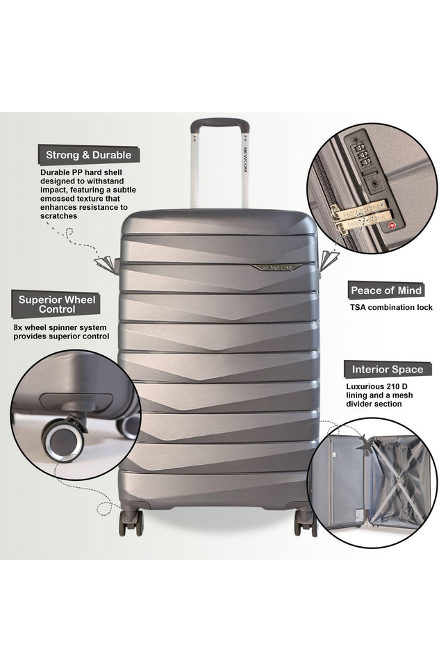 Forster Set of 3 Hard Shell TSA Suitcase in Smoke Grey