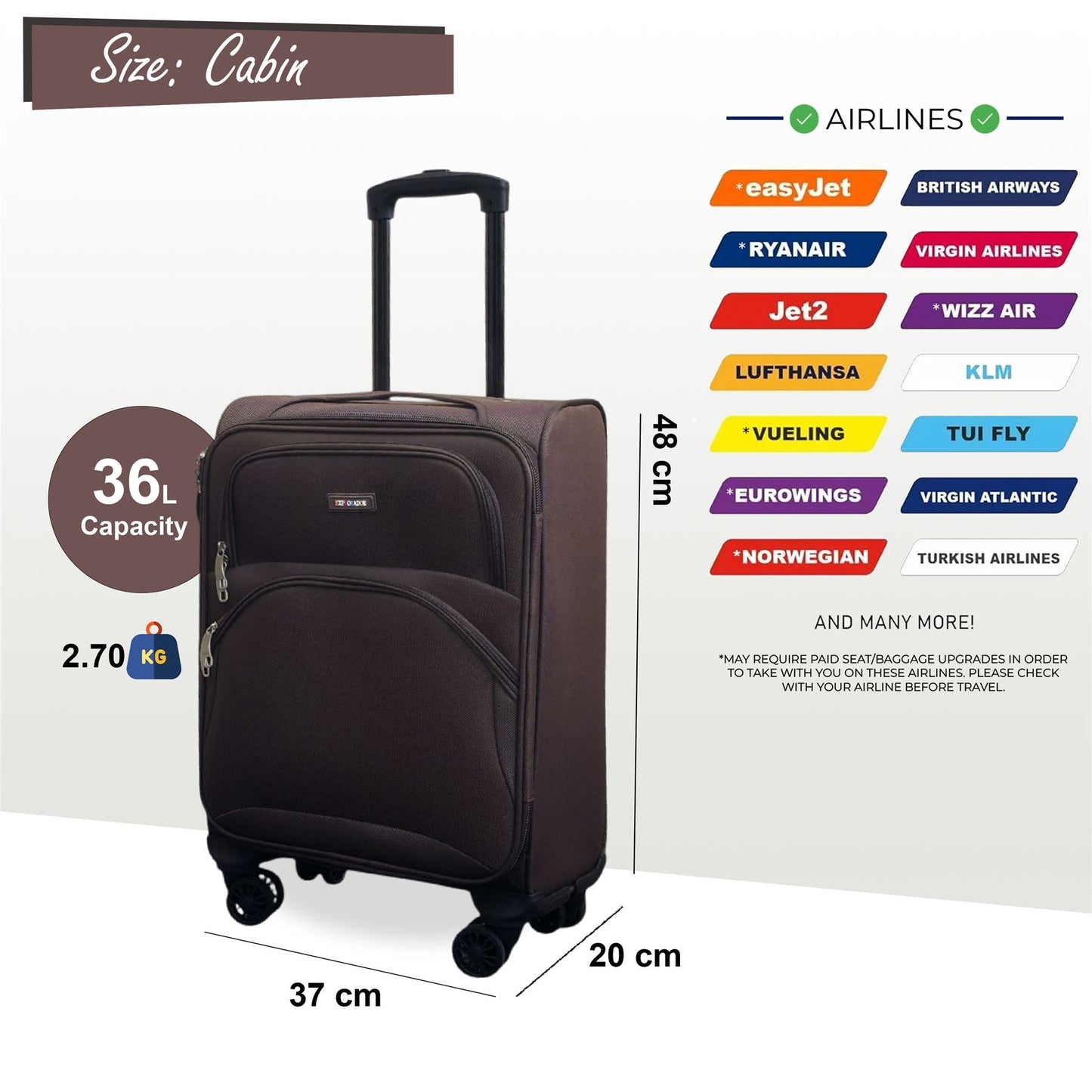 Gosford Cabin Soft Shell Suitcase in Brown