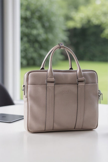 Genuine Leather Grey Laptop Business Briefcase Office Work Travel Bag - Sutton