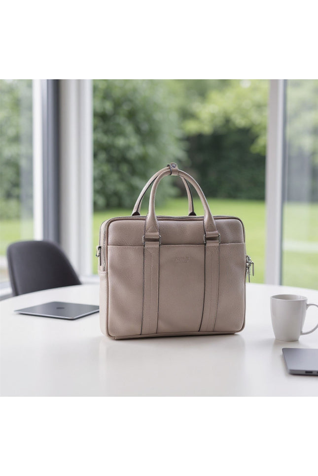 Genuine Leather Grey Laptop Business Briefcase Office Work Travel Bag - Sutton