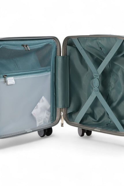 Hard Shell Cabin 44 x 22 x 38 cm Silver TSA Secure Luggage Suitcase Suitable for Easyjet, Ryanair