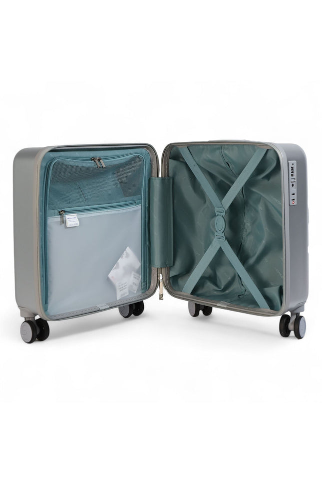 Hard Shell Cabin 44 x 22 x 38 cm Silver TSA Secure Luggage Suitcase Suitable for Easyjet, Ryanair