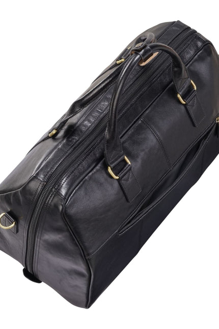 Vintage Genuine Leather Black Holdall Duffle Gym Travel Bag - Atlas