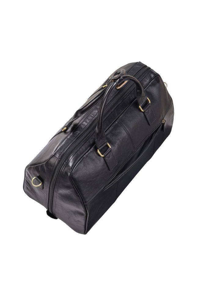 Vintage Genuine Leather Black Holdall Duffle Gym Travel Bag - Atlas